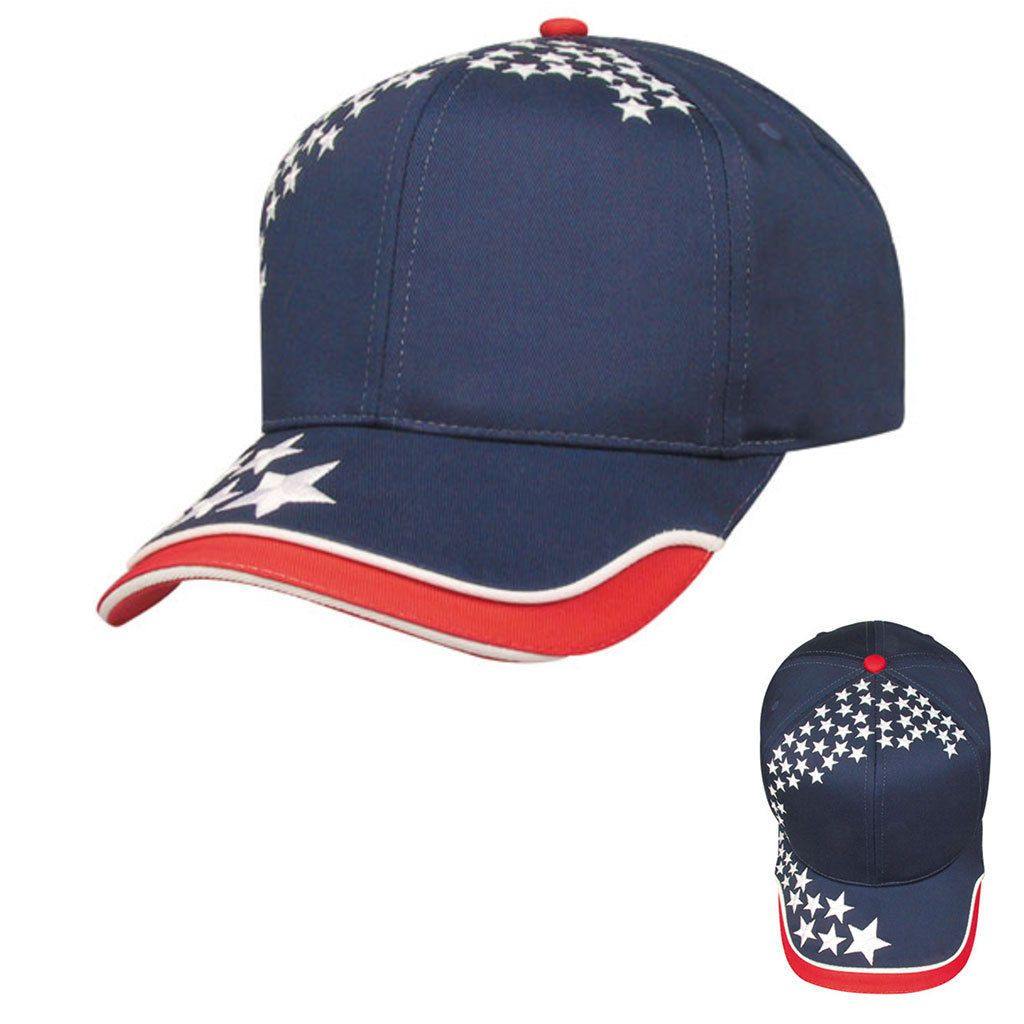 USA Flag American Patriotic 6 Panel Cotton Twill Hats Caps-