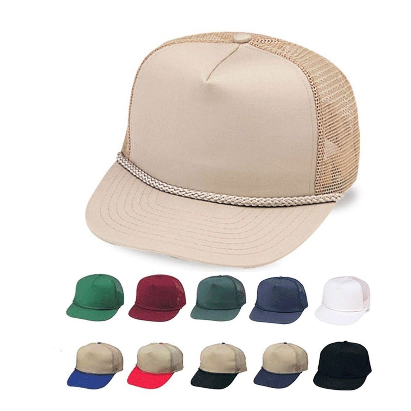 1 Dozen 5 Panel Trucker Baseball Cotton Mesh Braid Hats Caps Wholesale Bulk-