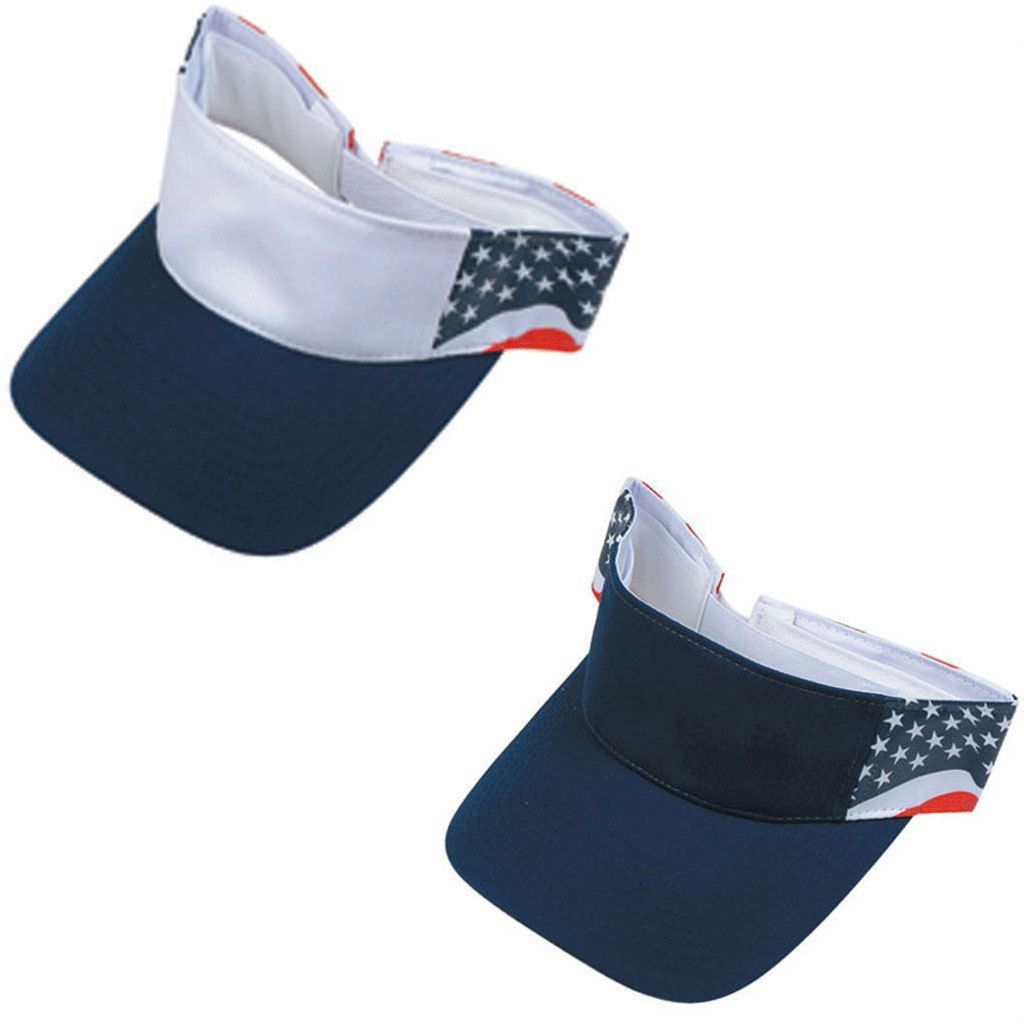 1 Dozen USA Patriotic American Flag Stars Cotton Visors Wholesale Lot Bulk-