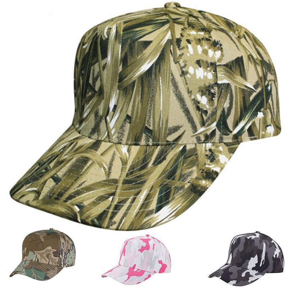 Camouflage Hunting Camping Fishing 5 Panel Cotton Twill Baseball Hats Caps-Gray Camo-