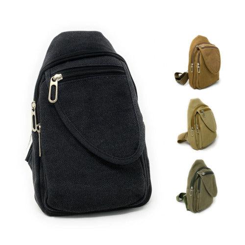Empire Cove Canvas Cotton Crossbody Sling Bag Backpack Chest Shoulder Bag-Black-