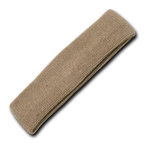 Set Of 2 - Soft Terry Cloth Elastic Headbands Sweatband Sports Run Jog Gym Yoga-KHAKI-