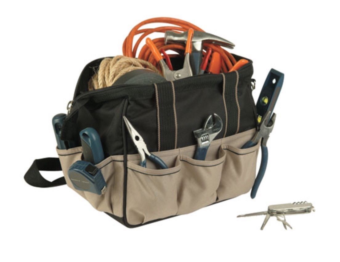 Tool Belt Waist Organizer Handyman Utility Multi Pockets Pouch Storage Garage-Dark Gray/Black-