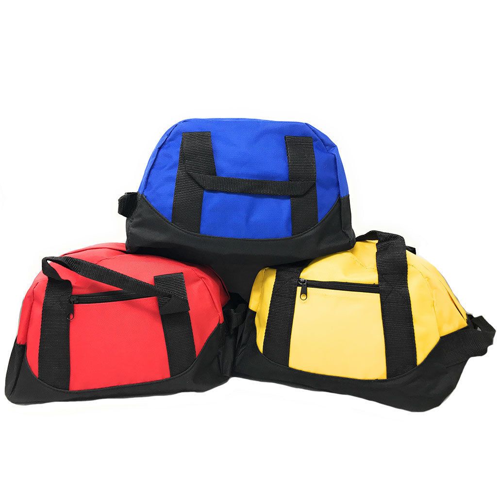 Casaba 12 inch Small Two Tone Duffle Travel Sport Gym Bags Carry-On Luggage-ROYAL / BLACK-