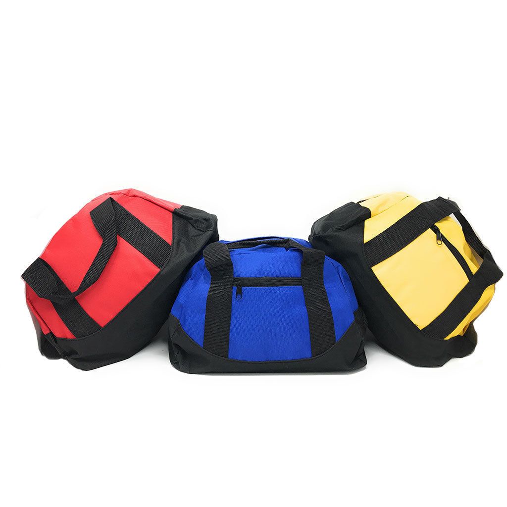 Casaba 12 inch Small Two Tone Duffle Travel Sport Gym Bags Carry-On Luggage-ROYAL / BLACK-