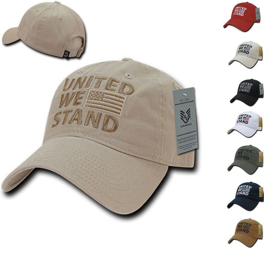 United We Stand USA American Flag Patriotic Baseball Dad Polo Cotton Caps Hats-Black-