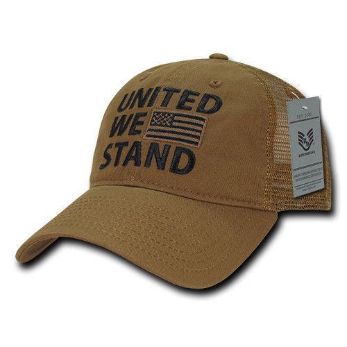 United We Stand USA Flag Patriotic Relaxed Fit Trucker Cotton Baseball Caps Hats-Black-
