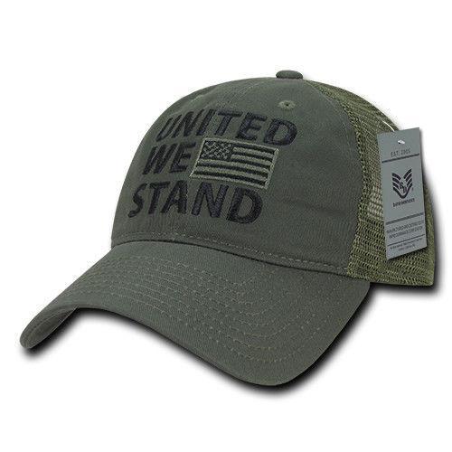 United We Stand USA Flag Patriotic Relaxed Fit Trucker Cotton Baseball Caps Hats-Black-