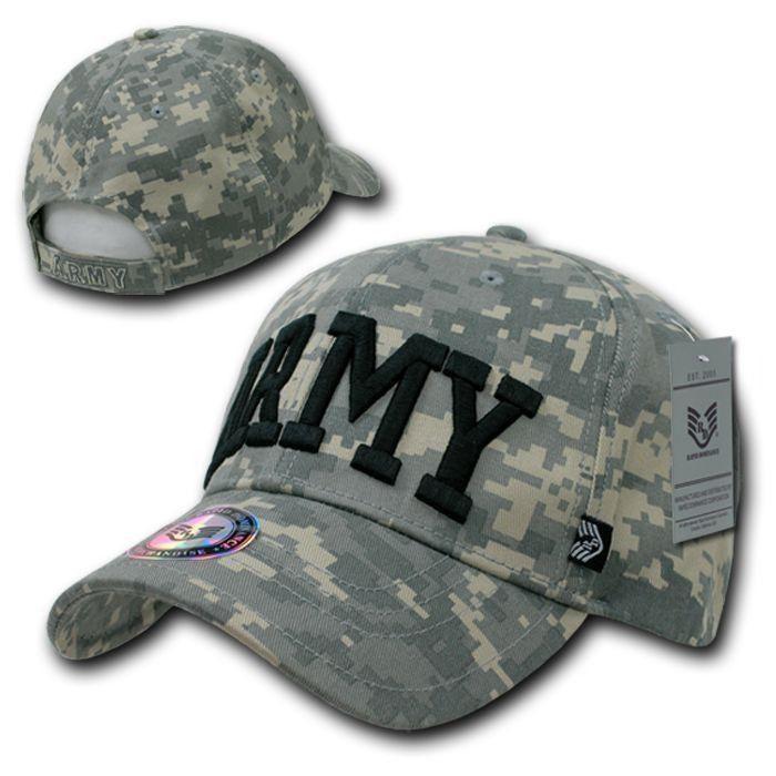US Army Text Acu Digital Washed Cotton Camo Camouflage Military Caps Hats-
