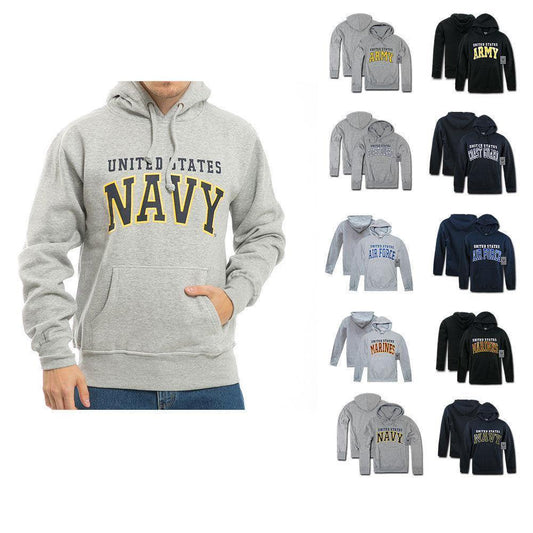 US Military Air Force Army Marines Coast Guard Navy Pullover Hoodie Sweatshirt-S46 - AIR FORCE - HEATHER GREY-Regular-Small