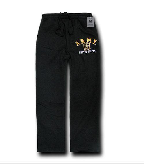 US Military Air Force Marines Navy Fleece Sweatpant Sweat Pants Jogging Sweats-Army - Black-Small-