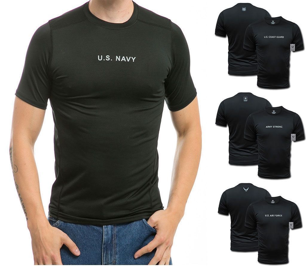 US Military Army Air Force Navy Training Workout Muscle Anti-Microbial T-Shirts-Army - Black-Small-S30