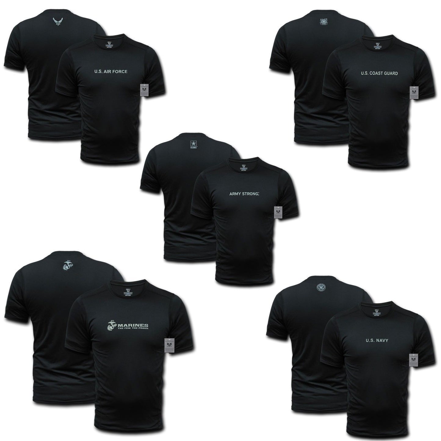 US Military Army Air Force Navy Training Workout Muscle Anti-Microbial T-Shirts-Army - Black-Small-S30