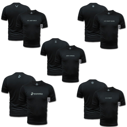 US Military Army Air Force Navy Training Workout Muscle Anti-Microbial T-Shirts-Army - Black-Small-S30