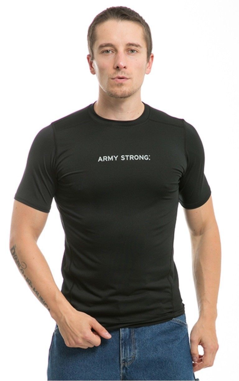 US Military Army Air Force Navy Training Workout Muscle Anti-Microbial T-Shirts-Army - Black-Small-S30
