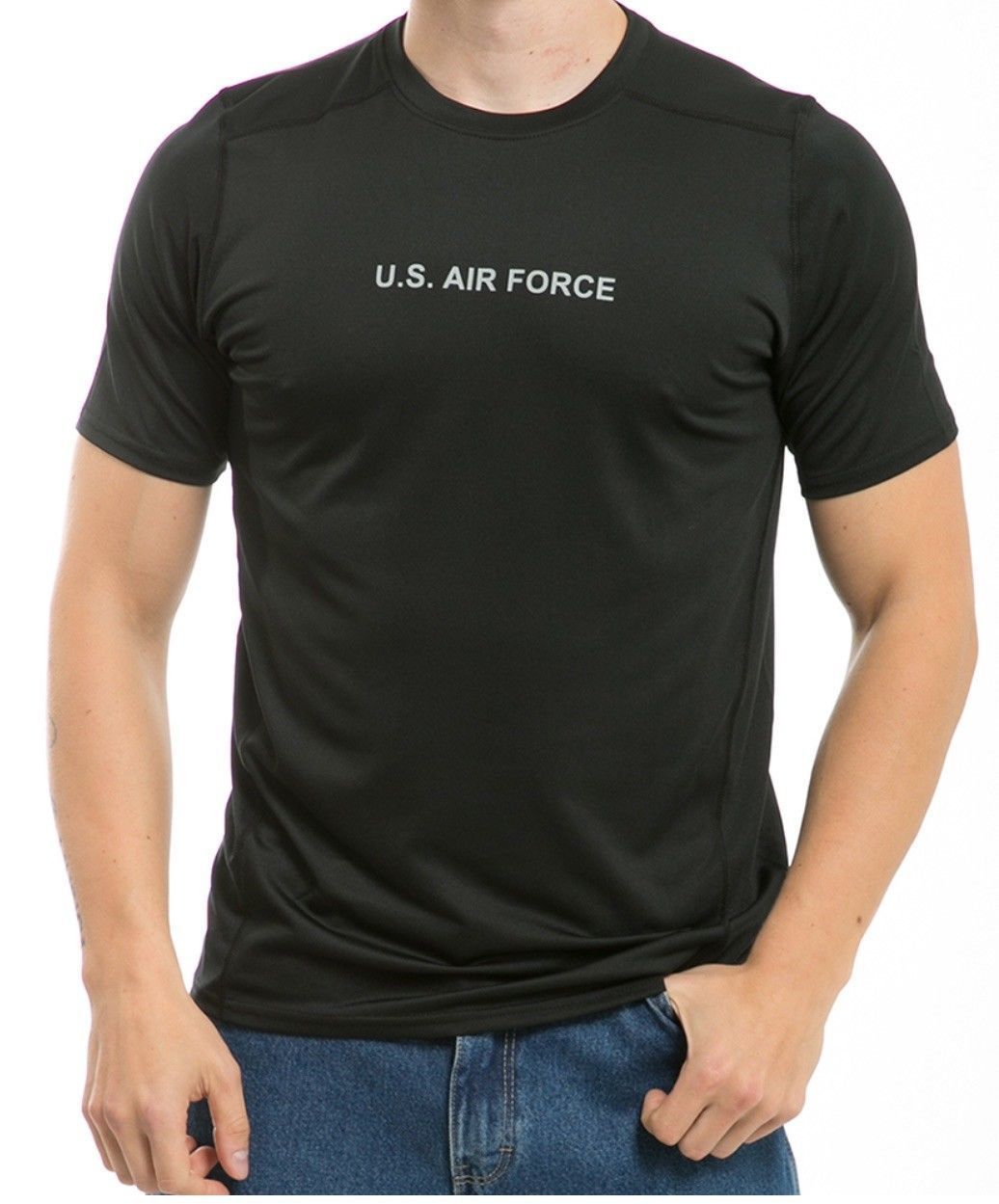 US Military Army Air Force Navy Training Workout Muscle Anti-Microbial T-Shirts-Army - Black-Small-S30