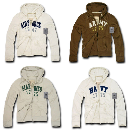 US Military Navy Air Force Army Marines Waffle Lined Fleece Hoodie Sweatshirt-Medium-R44-Airforce - Cream
