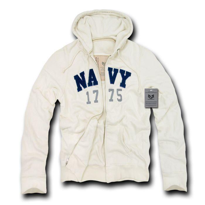 US Military Navy Air Force Army Marines Waffle Lined Fleece Hoodie Sweatshirt-Medium-R44-Navy - Cream