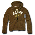 US Military Navy Air Force Army Marines Waffle Lined Fleece Hoodie Sweatshirt-Small-R44-Army - Brown