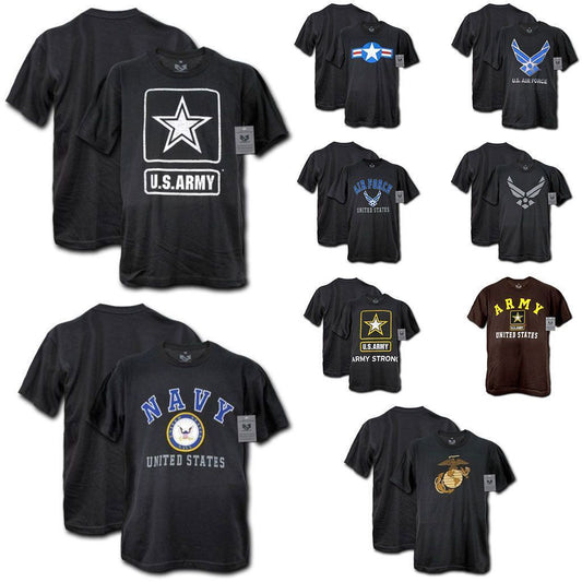 US Patriotic Military Army Air Force Marines Navy Law Enforcement T-Shirts Tees-Air Force Classic - Black-Medium-S27