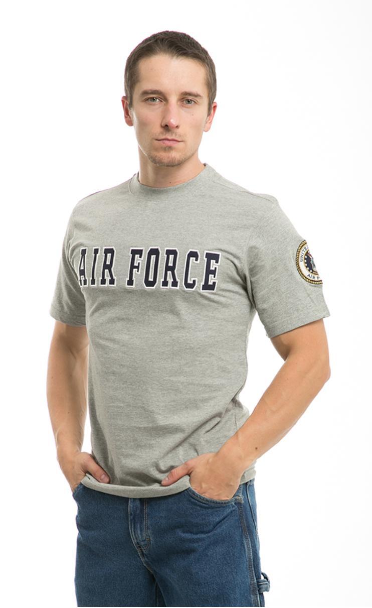 US Patriotic Military Army Navy Air Force Marines Law Enforcement Logo T-Shirts-Air Force - Heather Grey-Large-R17