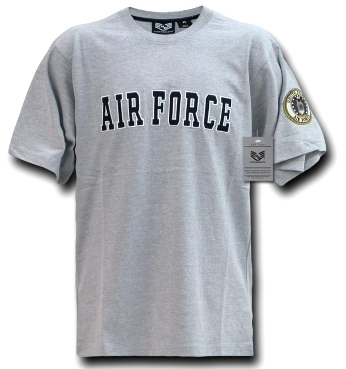 US Patriotic Military Army Navy Air Force Marines Law Enforcement Logo T-Shirts-Air Force - Heather Grey-Large-R17