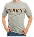 US Patriotic Military Army Navy Air Force Marines Law Enforcement Logo T-Shirts-Navy - Heather Grey-Medium-R17
