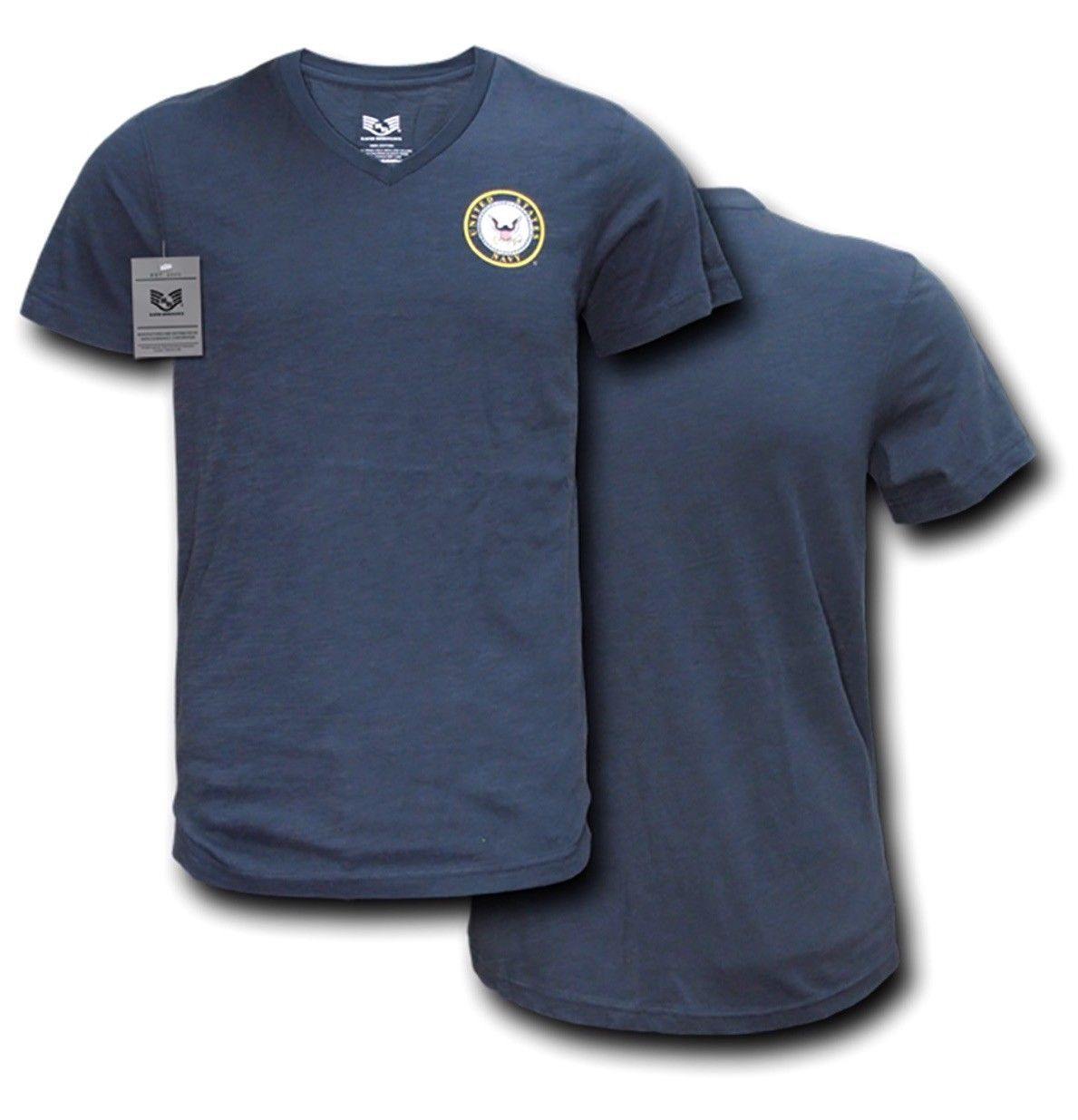 Rapid Dominance US Patriotic Military V-Neck Army Air Force Coast Guard Marines Navy T-Shirts-Air Force - Navy-Regular-Small