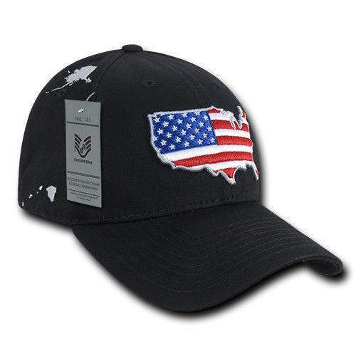USA American Flag Patriotic Embroidered Globe Low Crown Dad Baseball Caps Hats-USA-Black-