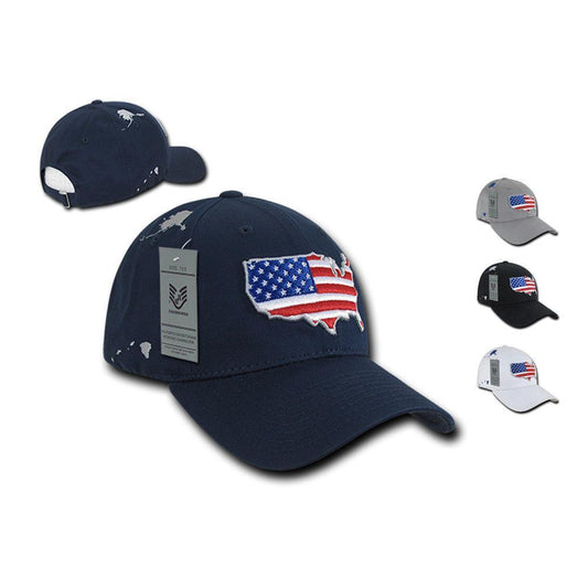 USA American Flag Patriotic Embroidered Globe Low Crown Dad Baseball Caps Hats-USA-Black-