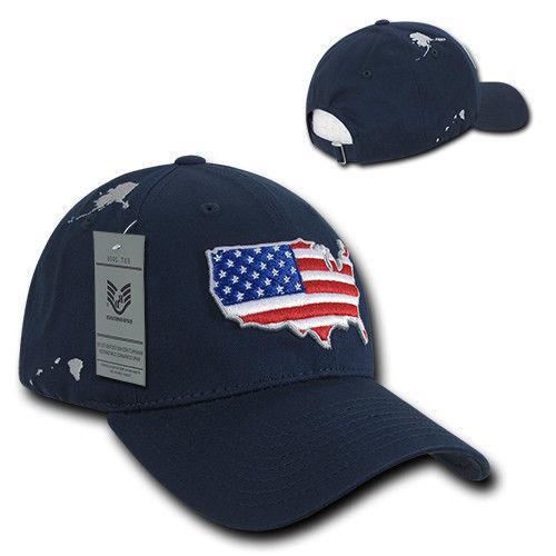 USA American Flag Patriotic Embroidered Globe Low Crown Dad Baseball Caps Hats-USA-Navy-