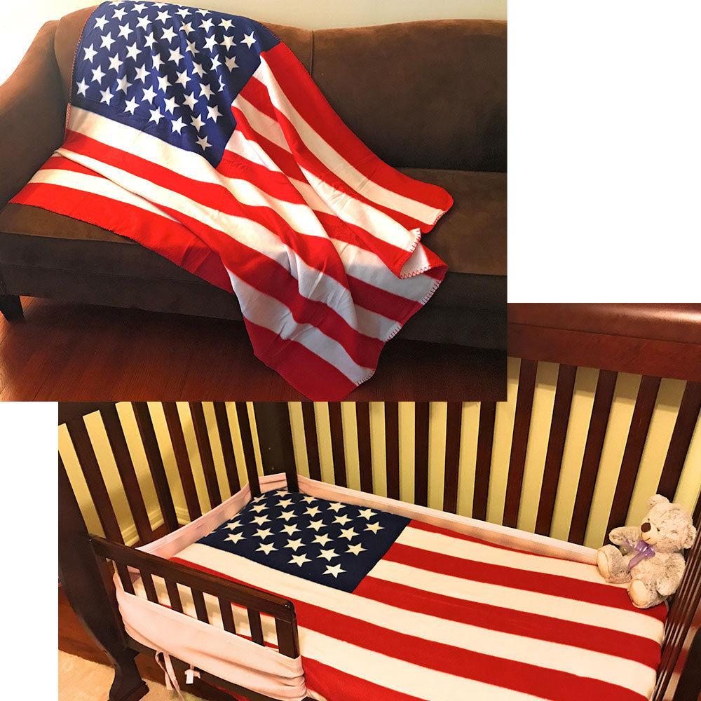 USA American Flag Patriotic Throw Soft Fleece Blanket 50X60 Bedding Decor Gift-