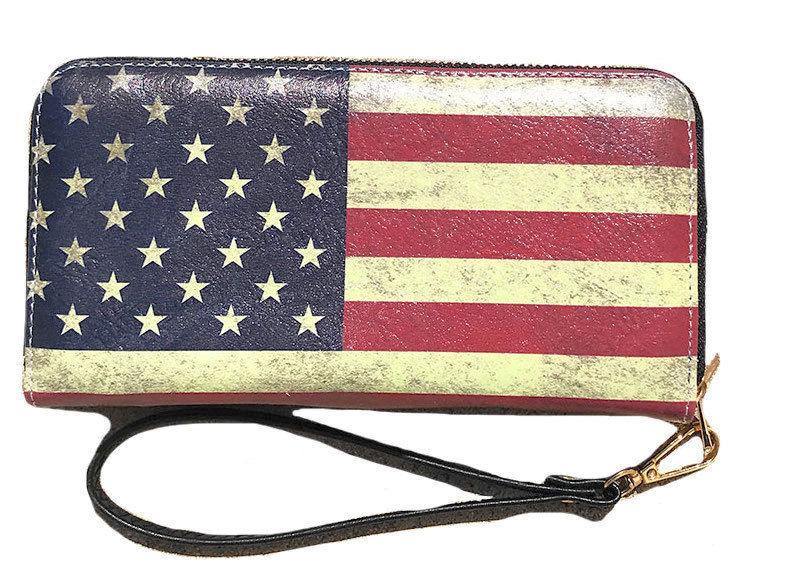 USA American Flag Wallet Purse Wristlet Gifts For Women Mom Girlfriend Wife-