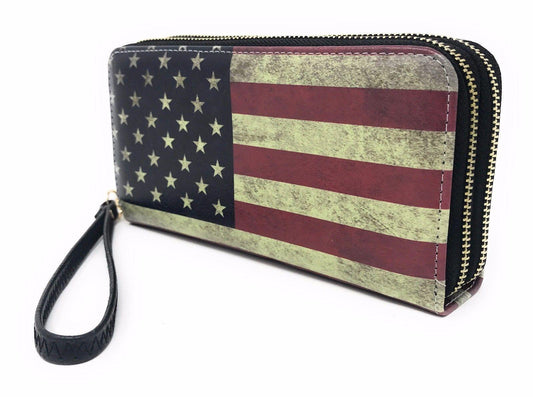 USA American Flag Wallet Purse Wristlet Gifts For Women Mom Girlfriend Wife-