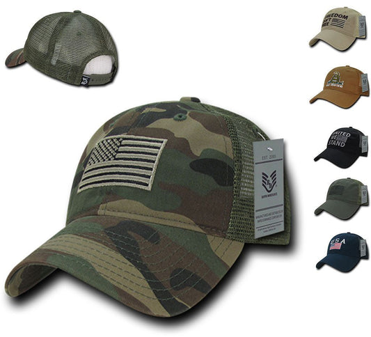 USA Flag Freedom United Patriotic Military Relaxed Fit Trucker Baseball Cap Hats-Freedom - Black-