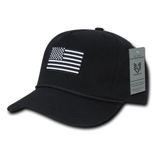 USA Flag Patriotic Embroidered Cotton 5 Panel Dad Golf Caps Hats-Black USA Flag-