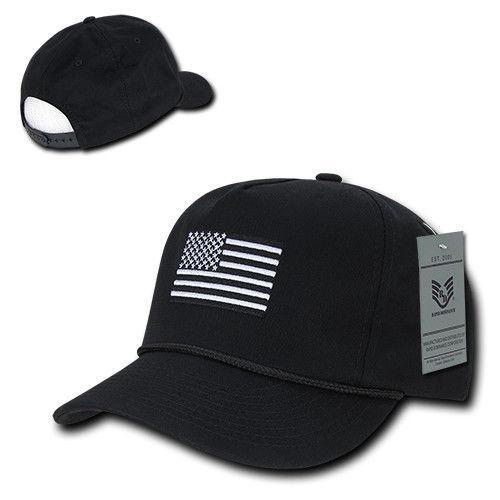 USA Flag Patriotic Embroidered Cotton 5 Panel Dad Golf Caps Hats-Black USA Flag-