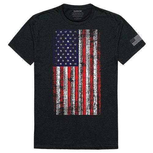 USA Flag Patriotic United We Stand Thin Red Line Freedom Cotton T-Shirts-Red/Blue/White Flag1-Regular-Small