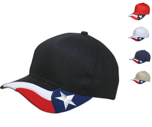 USA Texas Flag Patriotic 6 Panel Cotton Baseball Hats Caps Racing South States-Black-