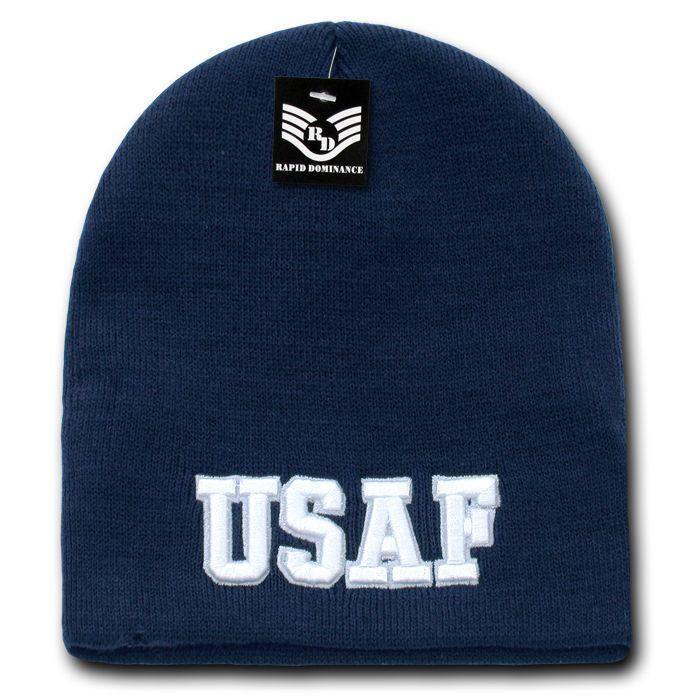 Rapid Dominance Military Logos Short Beanies Knit Cap Hats Winter-Air Force - Navy-