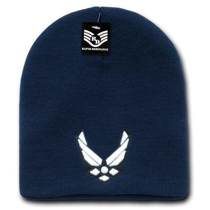 Rapid Dominance Military Logos Short Beanies Knit Cap Hats Winter-Air Force - Navy-