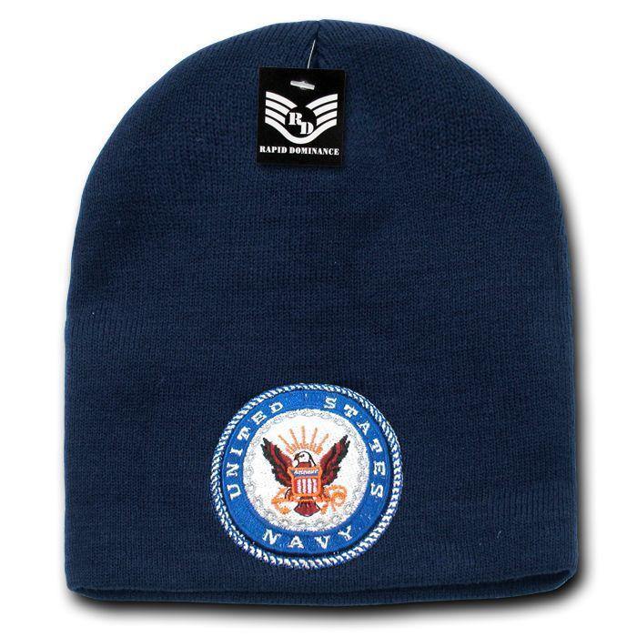 Rapid Dominance Military Logos Short Beanies Knit Cap Hats Winter-Air Force - Navy-