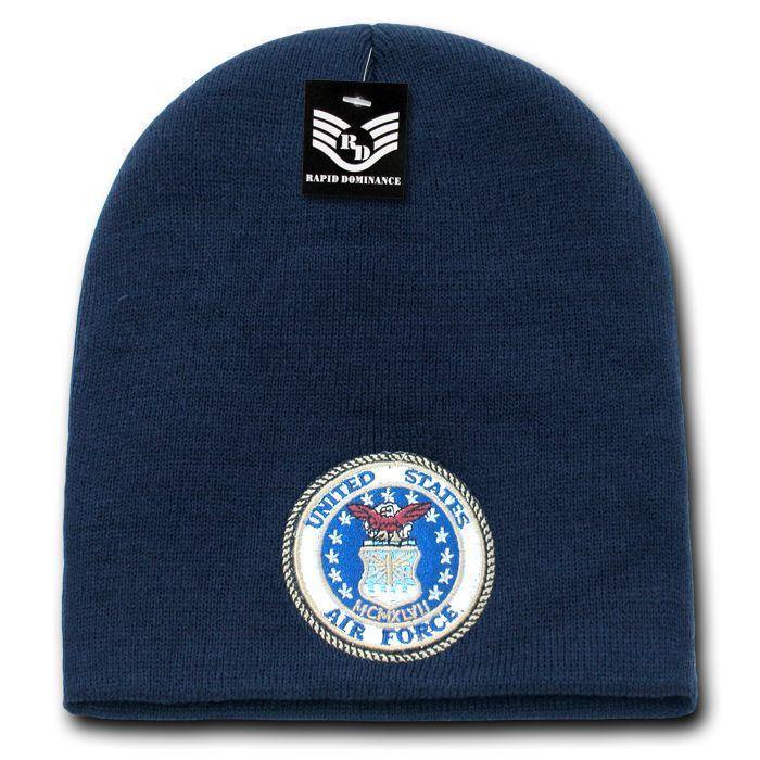 Rapid Dominance Military Logos Short Beanies Knit Cap Hats Winter-Air Force - Navy-