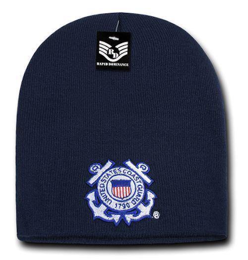 Rapid Dominance Military Logos Short Beanies Knit Cap Hats Winter-Coast Guard - Navy-