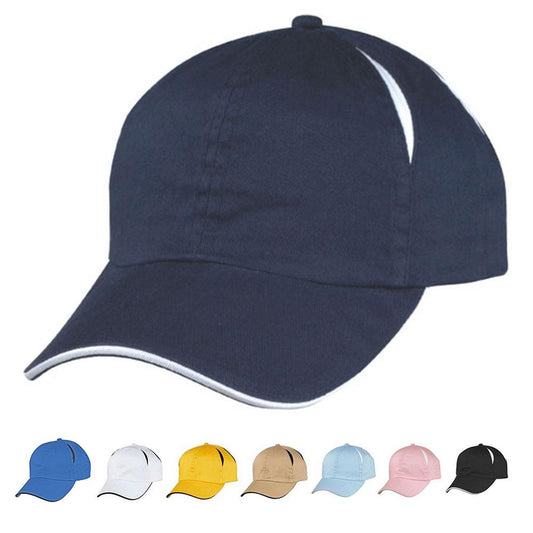 Air Vent Sandwich Two Tone Washed Cotton 6 Panel Low Crown Unstructured Hat Caps-Royal/Black-