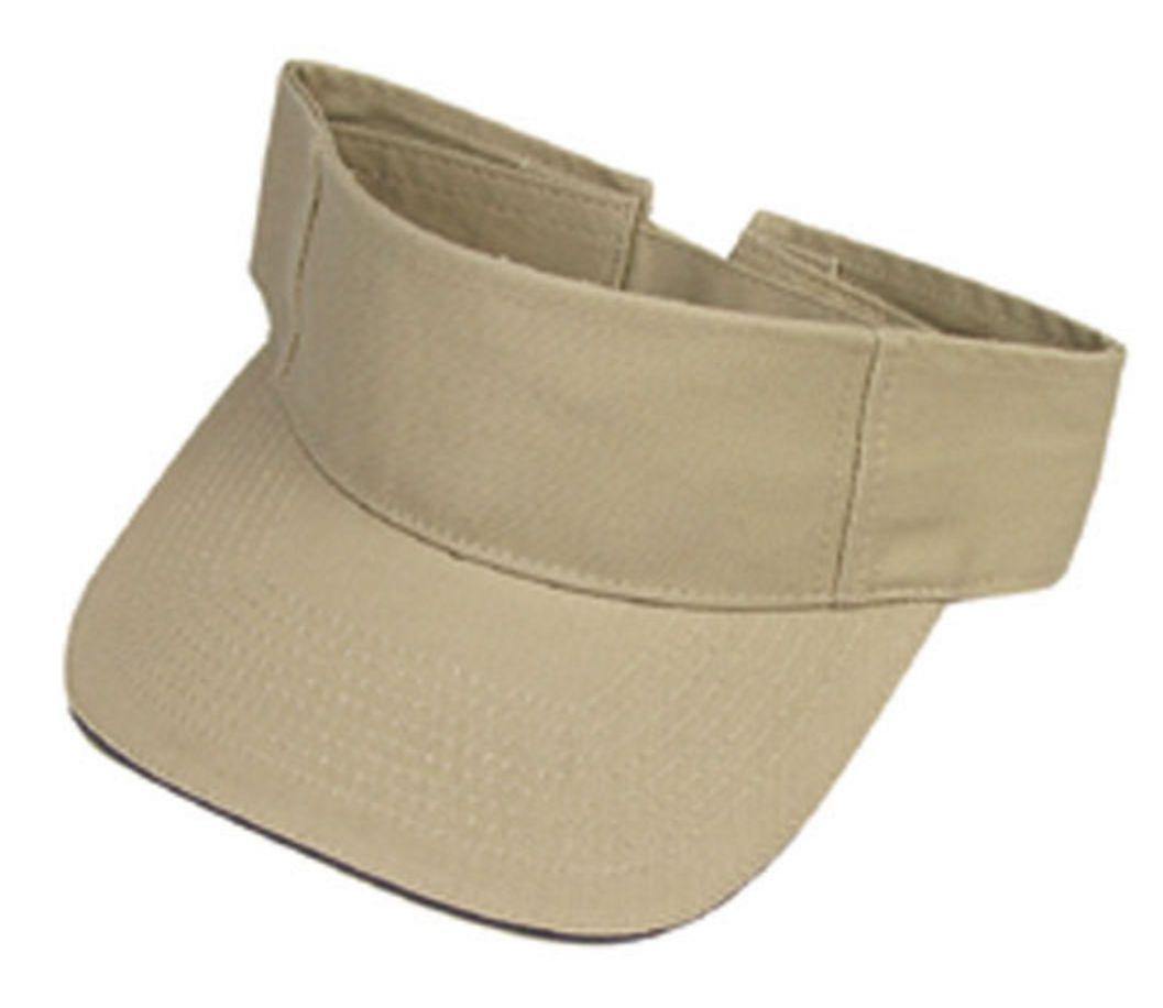 Washed Sandwich Cotton Visor Sun Hat Baseball Cap Bill Golf Tennis Summer Beach-KHAKI/NAVY-