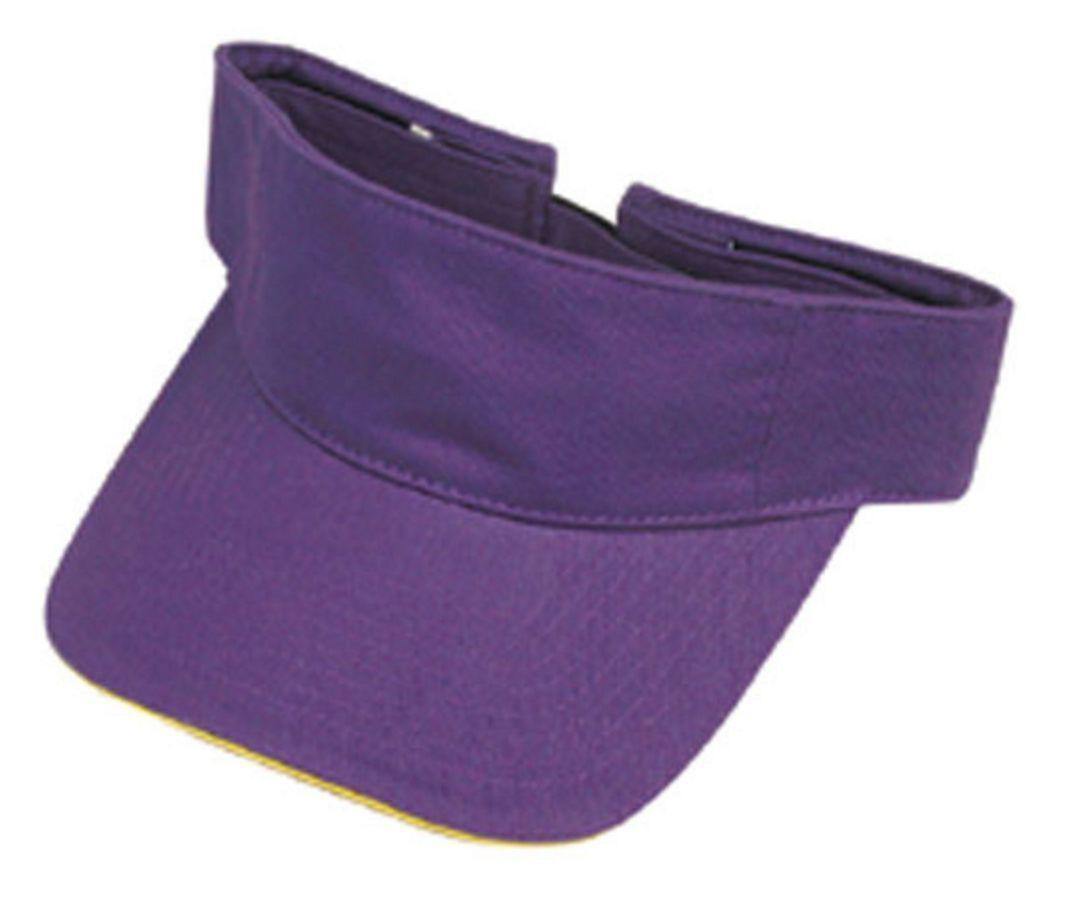 Washed Sandwich Cotton Visor Sun Hat Baseball Cap Bill Golf Tennis Summer Beach-PURPLE/GOLD-