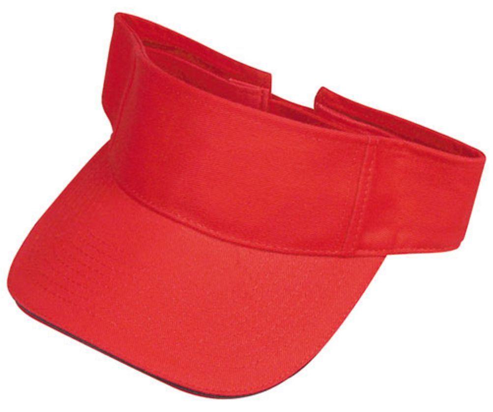 Washed Sandwich Cotton Visor Sun Hat Baseball Cap Bill Golf Tennis Summer Beach-RED/BLACK-