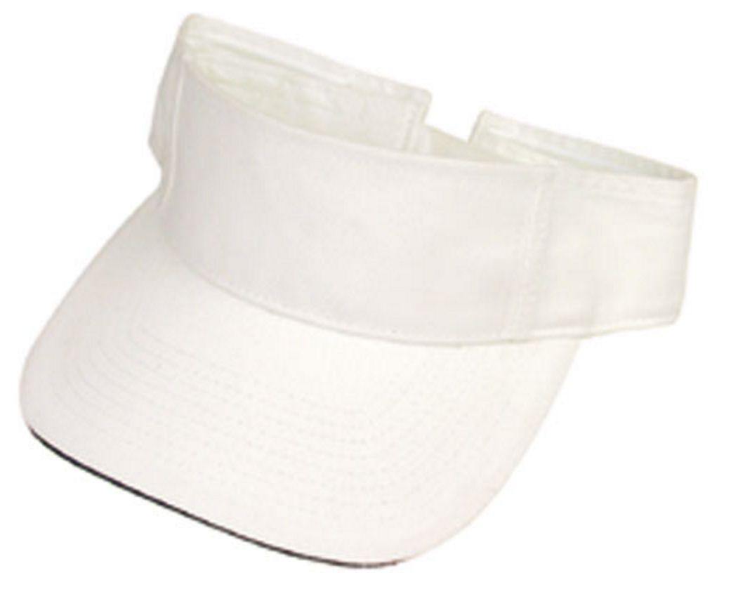 Washed Sandwich Cotton Visor Sun Hat Baseball Cap Bill Golf Tennis Summer Beach-WHITE/NAVY-