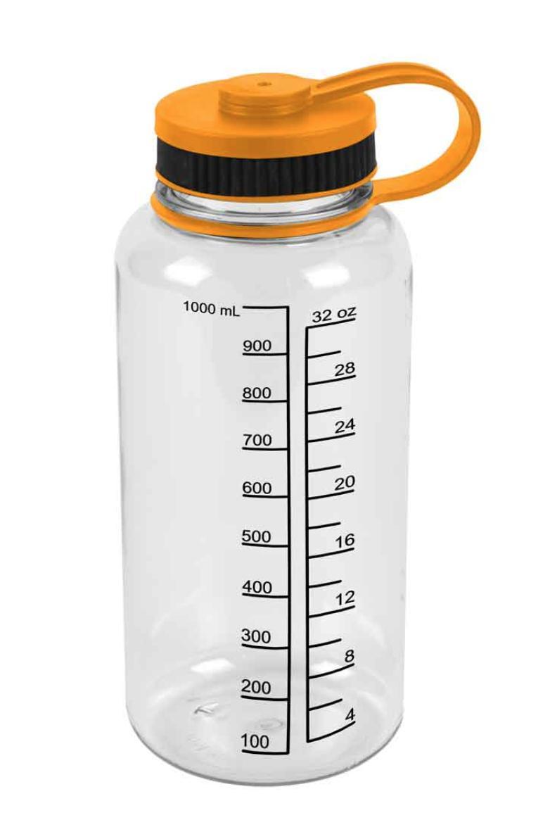 Water Drink Bottle Measurements Measure Mix Smoothies Shaker Fitness Sports 32oz-Black/Clear-